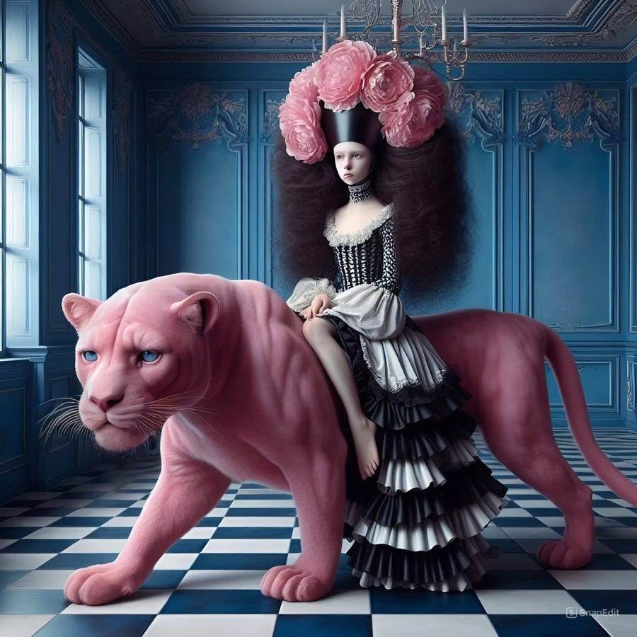 Cabalgando el Miedo, digital art by Araceli Carrión — Magical and Fantastic Realism