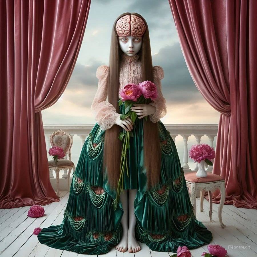 Dos Peonías, digital art by Araceli Carrión — Magical and Fantastic Realism