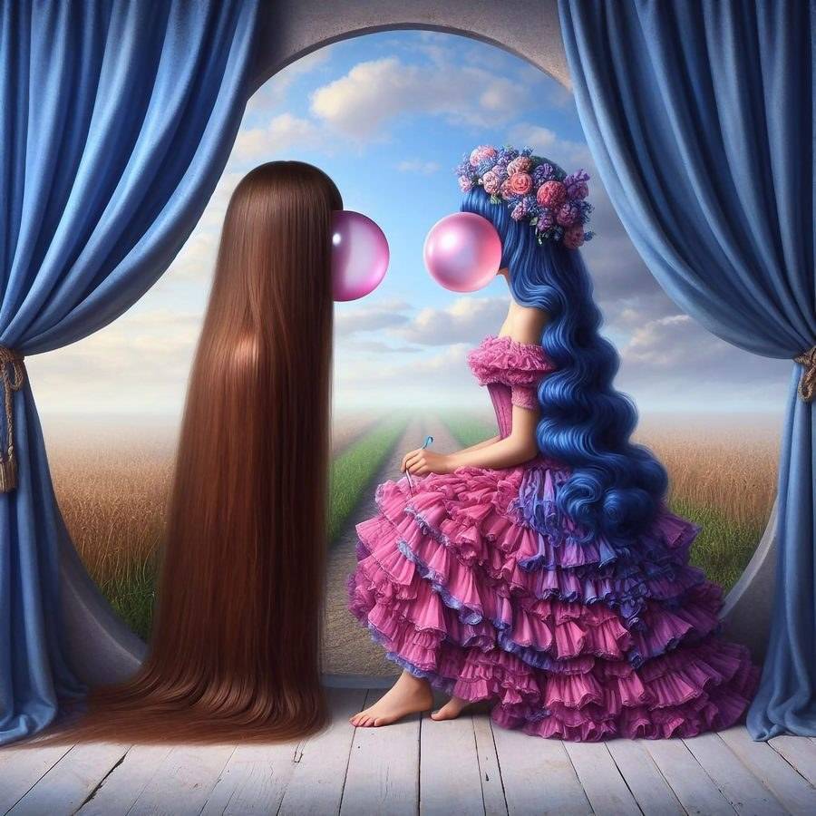 Globo a Globo, digital art by Araceli Carrión — Magical and Fantastic Realism