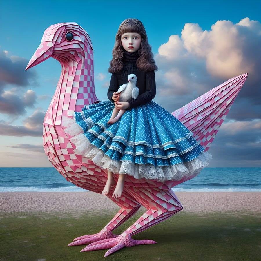 Origami III, digital art by Araceli Carrión — Magical and Fantastic Realism