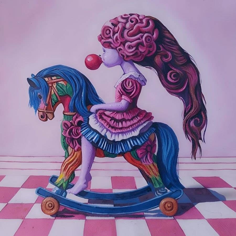 Divertimento, óleo de Araceli Carrión — Realismo Mágico y Fantástico