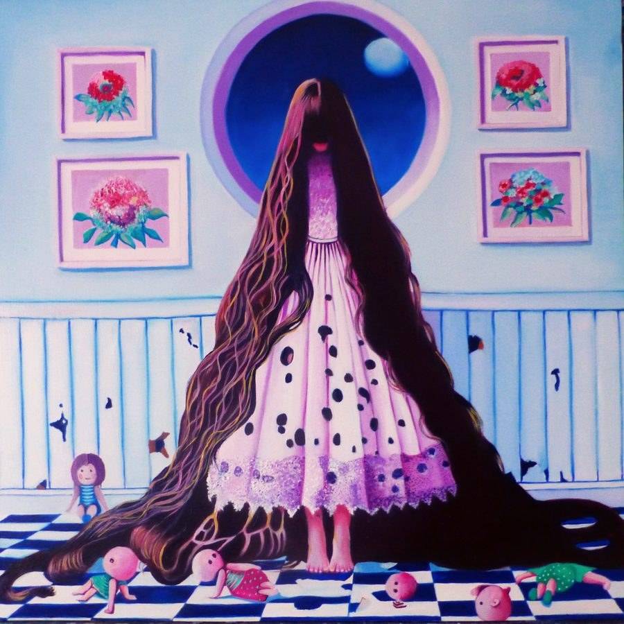 Dualidad IV, óleo de Araceli Carrión — Realismo Mágico y Fantástico
